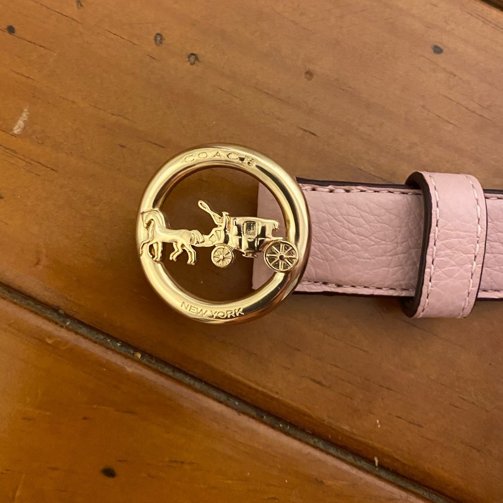 Coach Pink Buckle Leather Belt Medium